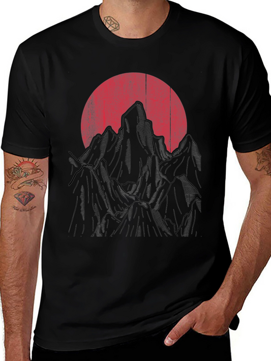 Sunset Mountain Graphic Tee - Mens Black T-Shirt
