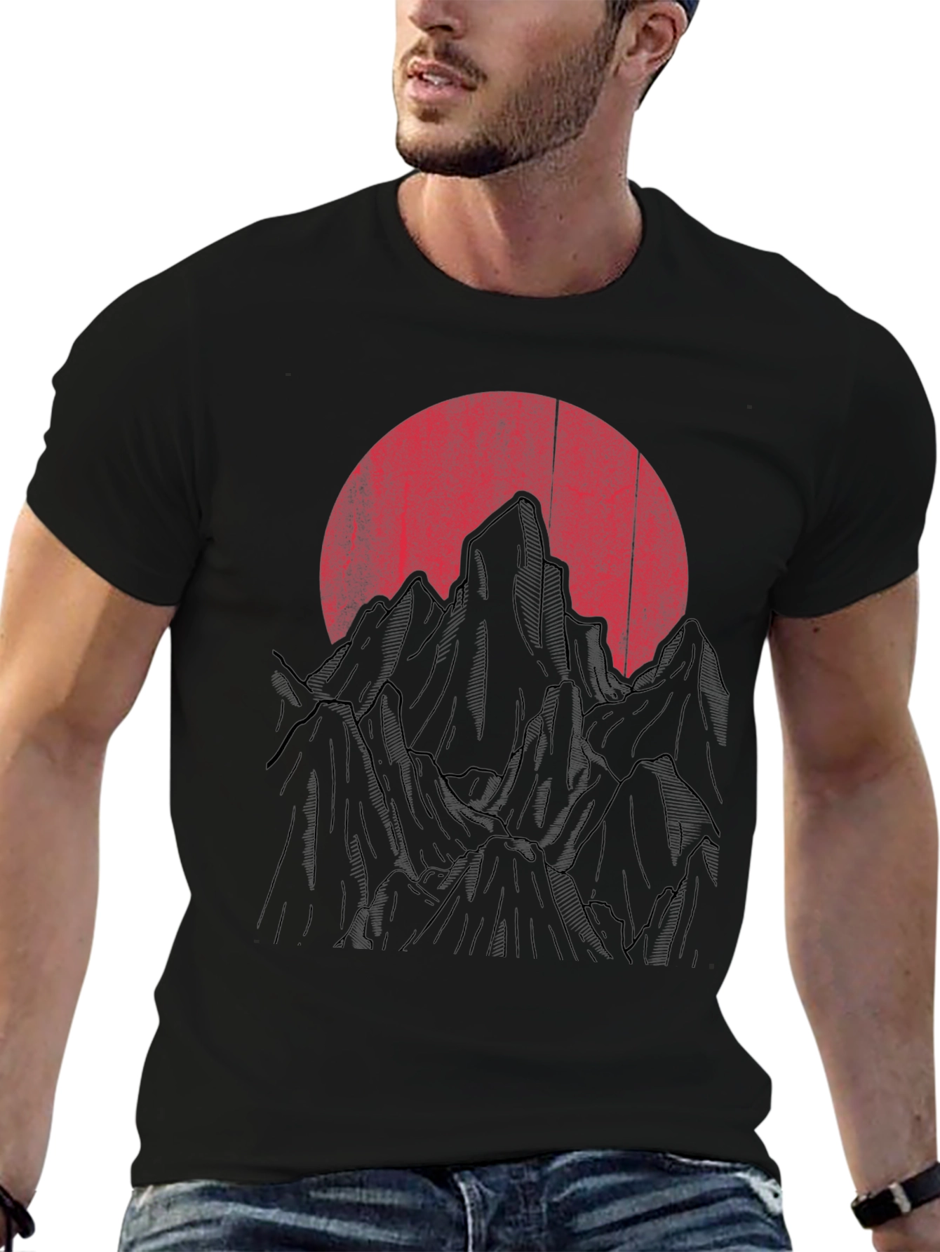 Sunset Mountain Graphic Tee - Mens Black T-Shirt