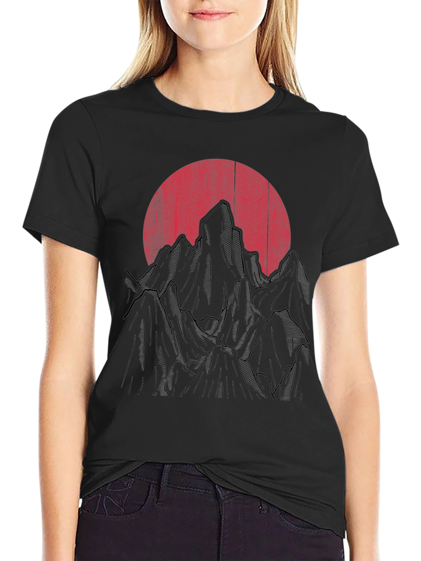 Sunset Mountain Graphic Tee - Mens Black T-Shirt