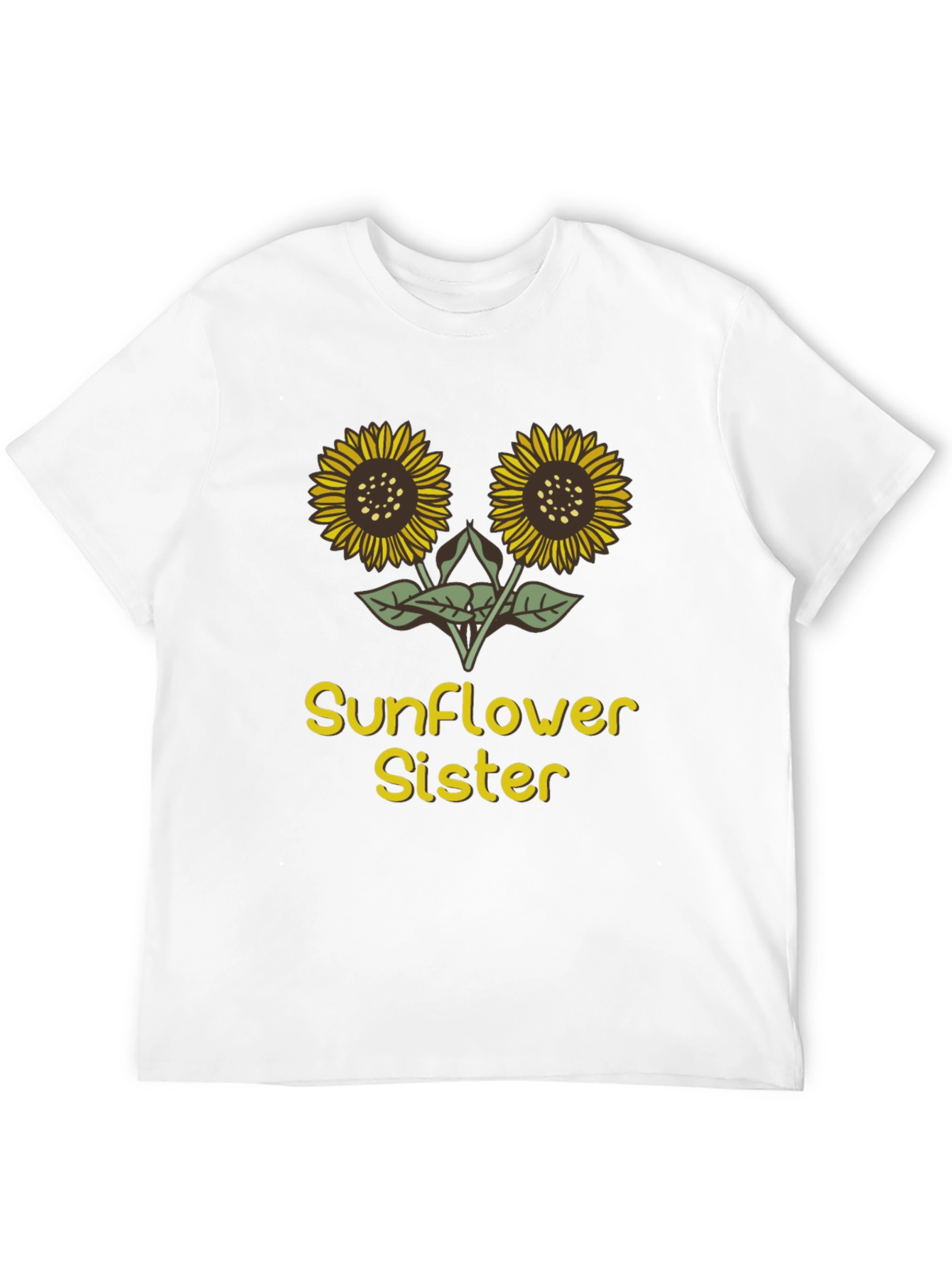 Sunflower Sister Graphic Tee - Black Cotton T-Shirt