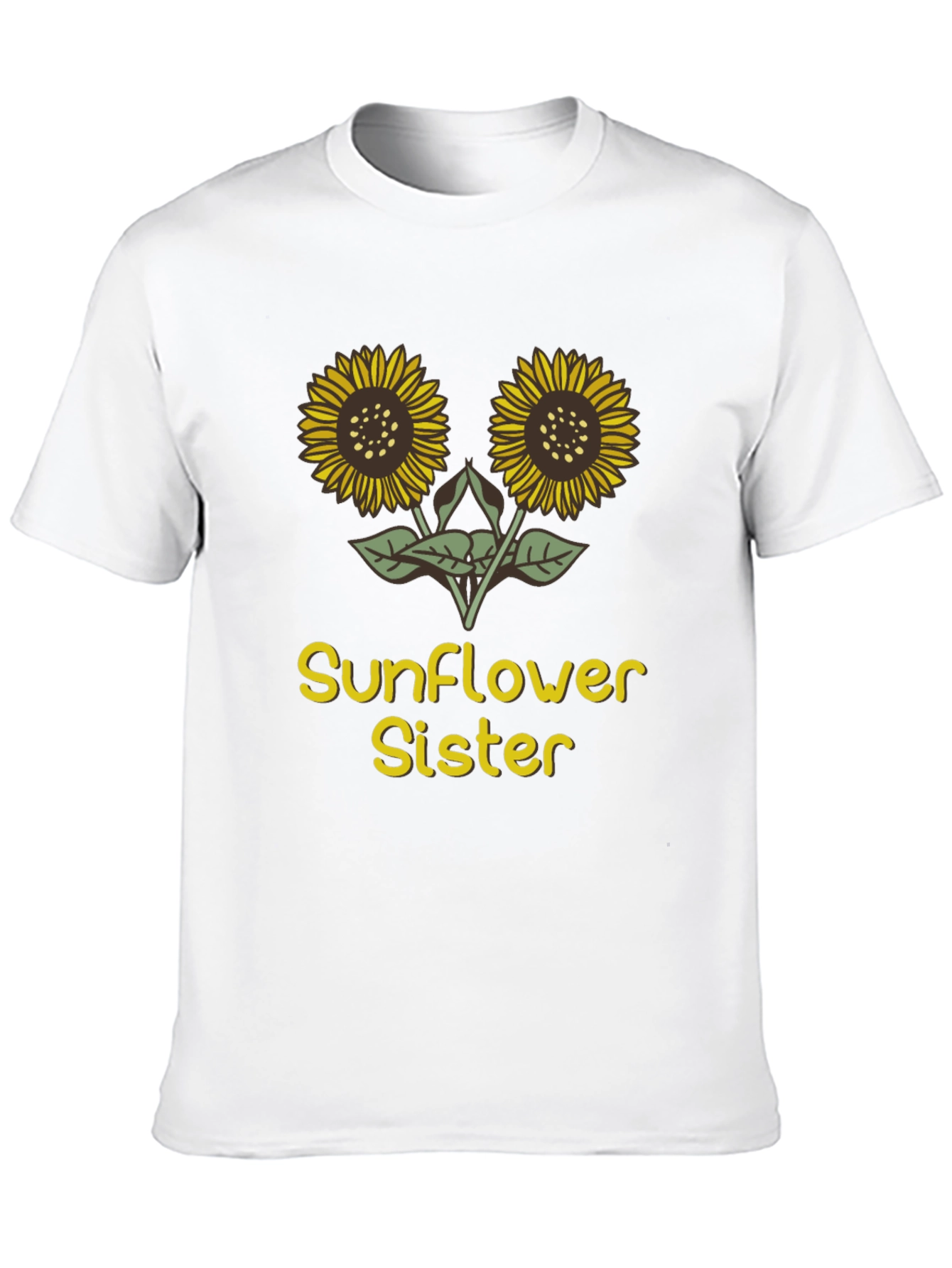 Sunflower Sister Graphic Tee - Black Cotton T-Shirt