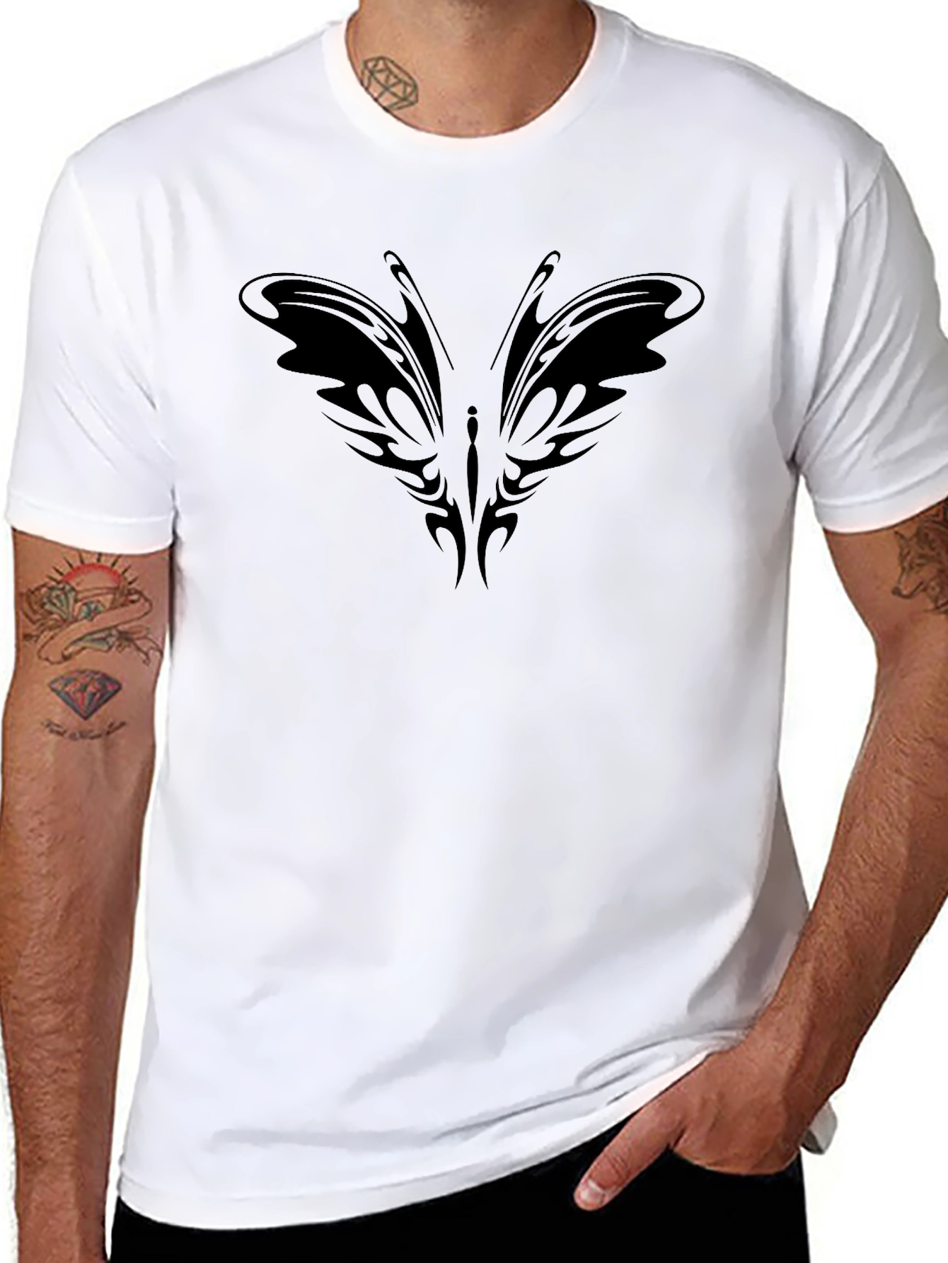 Tribal Butterfly Black T-Shirt
