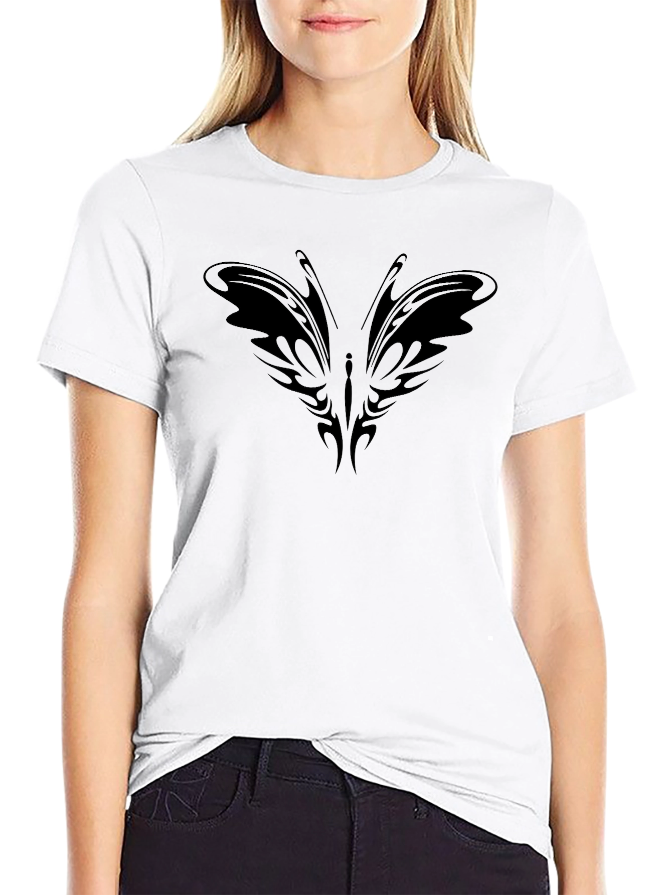 Tribal Butterfly Black T-Shirt