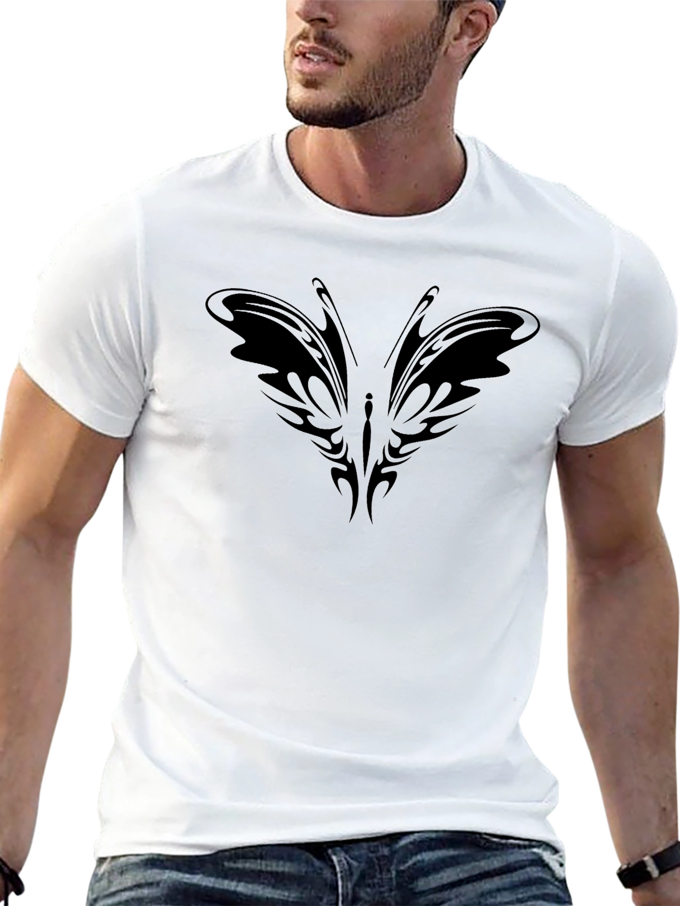 Tribal Butterfly Black T-Shirt