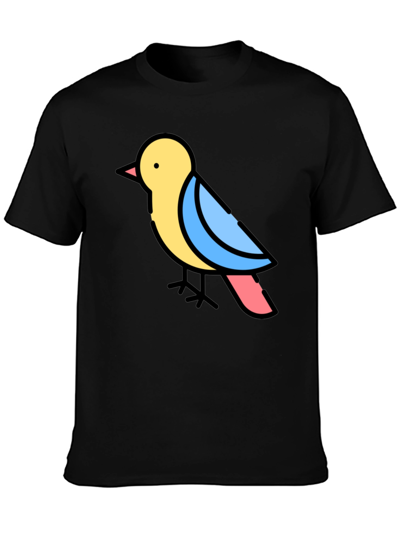 Cartoon Bird Black T-Shirt