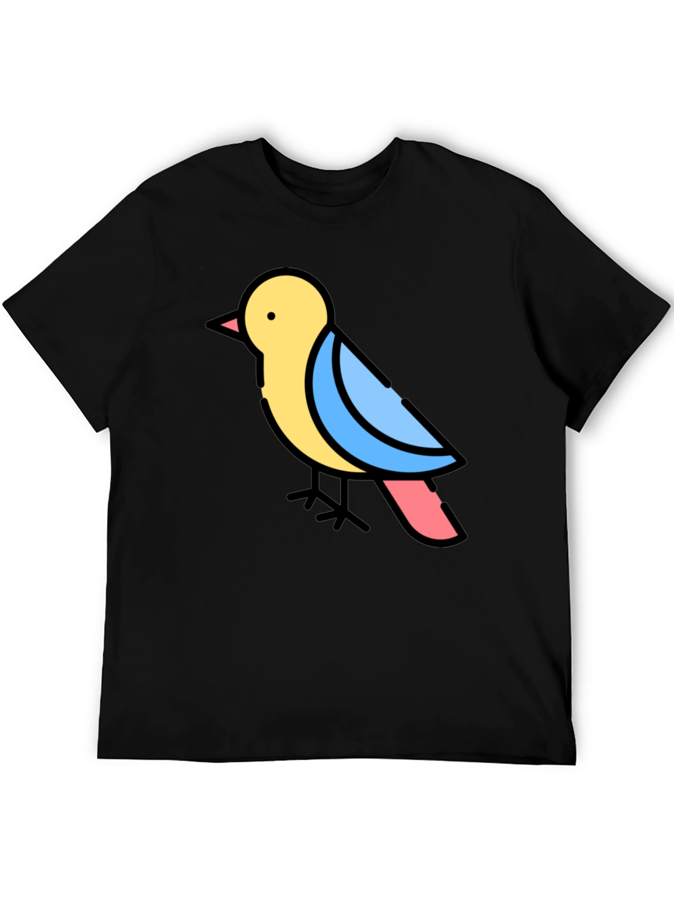 Cartoon Bird Black T-Shirt
