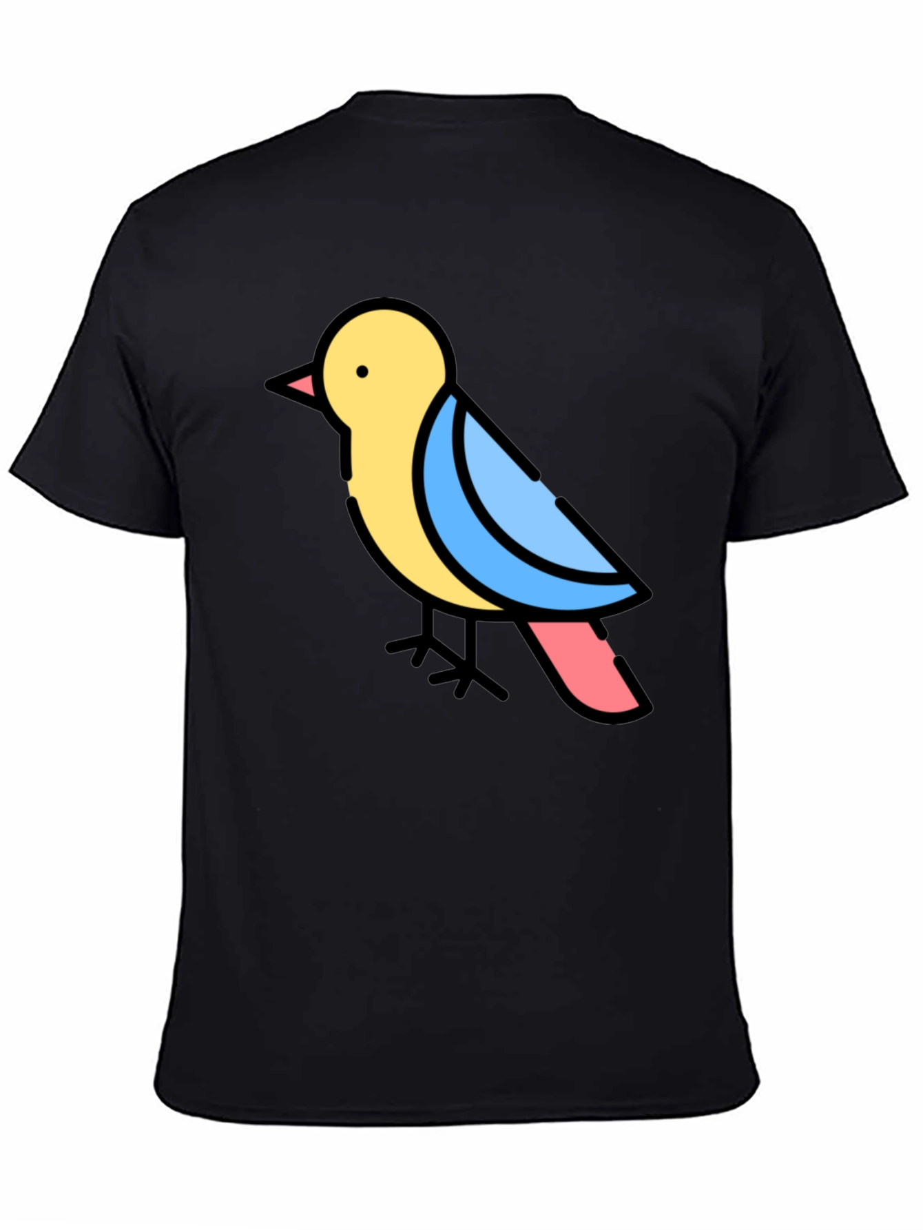 Cartoon Bird Black T-Shirt