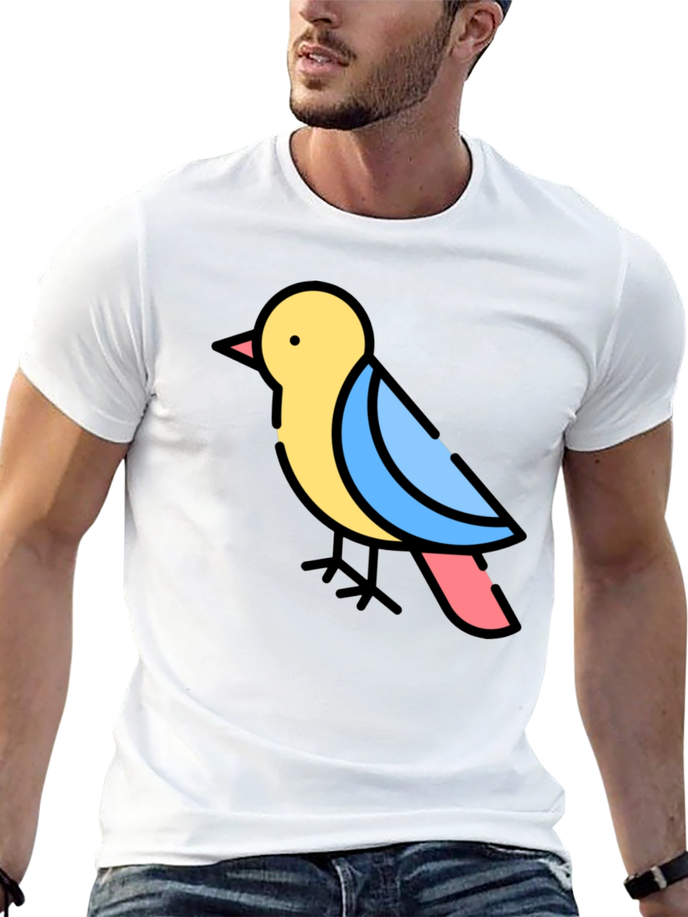 Cartoon Bird Black T-Shirt