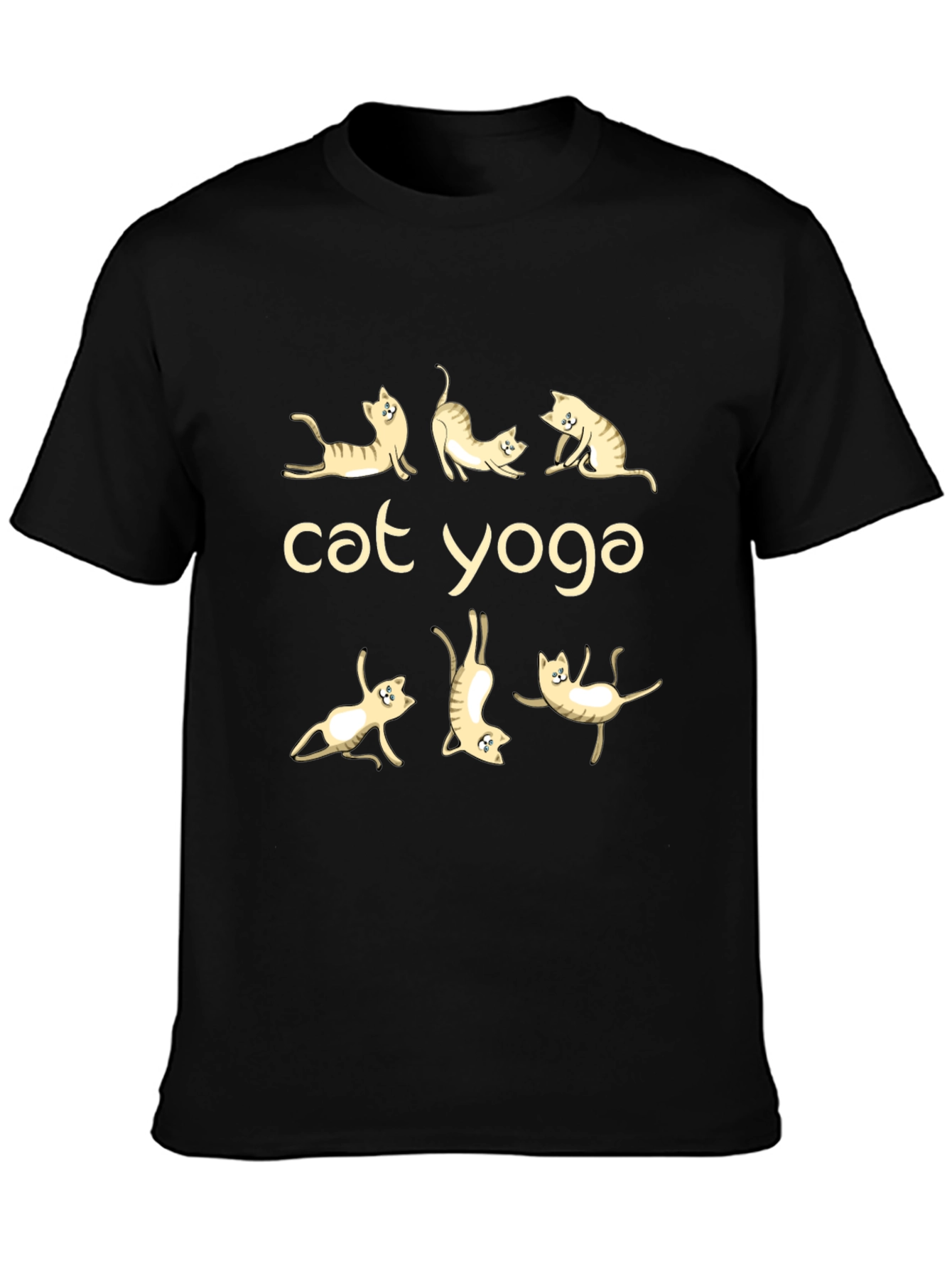 Cat Yoga Black T-Shirt