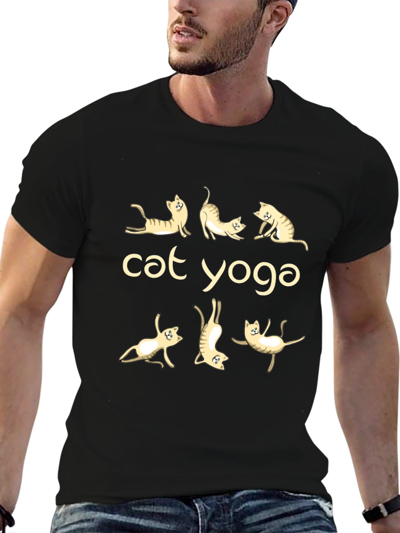 Cat Yoga Black T-Shirt
