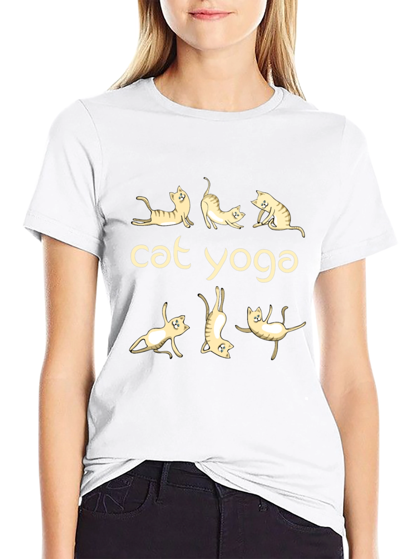 Cat Yoga Black T-Shirt