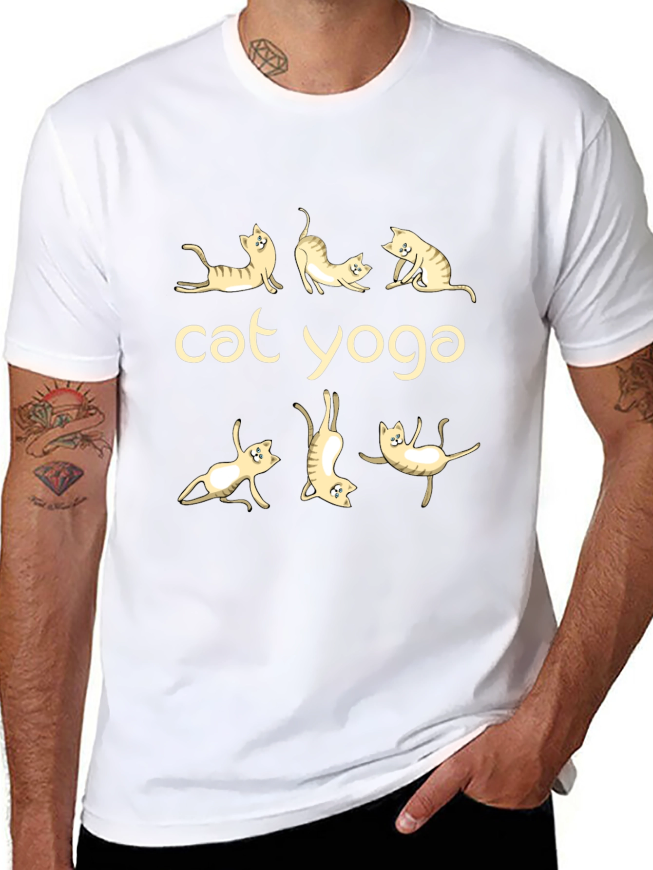 Cat Yoga Black T-Shirt