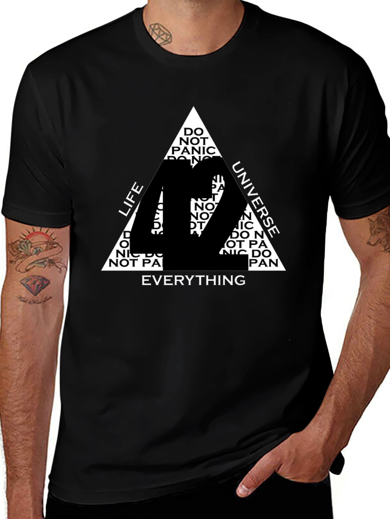 42 T-Shirt: Life Universe Everything - Black Cotton Tee