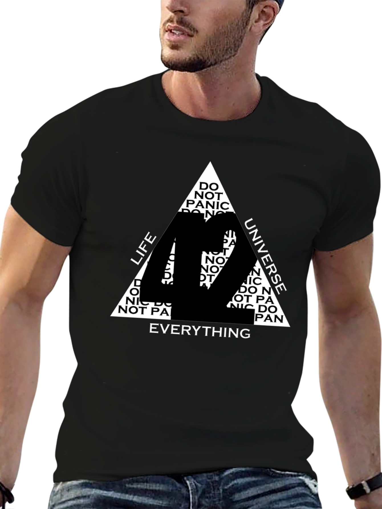 42 T-Shirt: Life Universe Everything - Black Cotton Tee