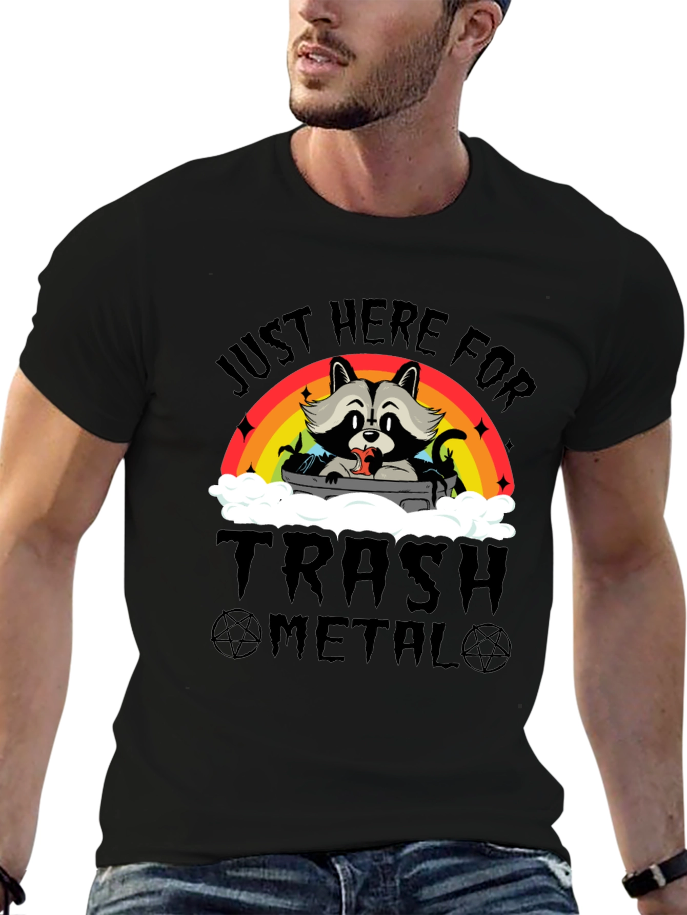 Trash Metal Raccoon Graphic T-Shirt