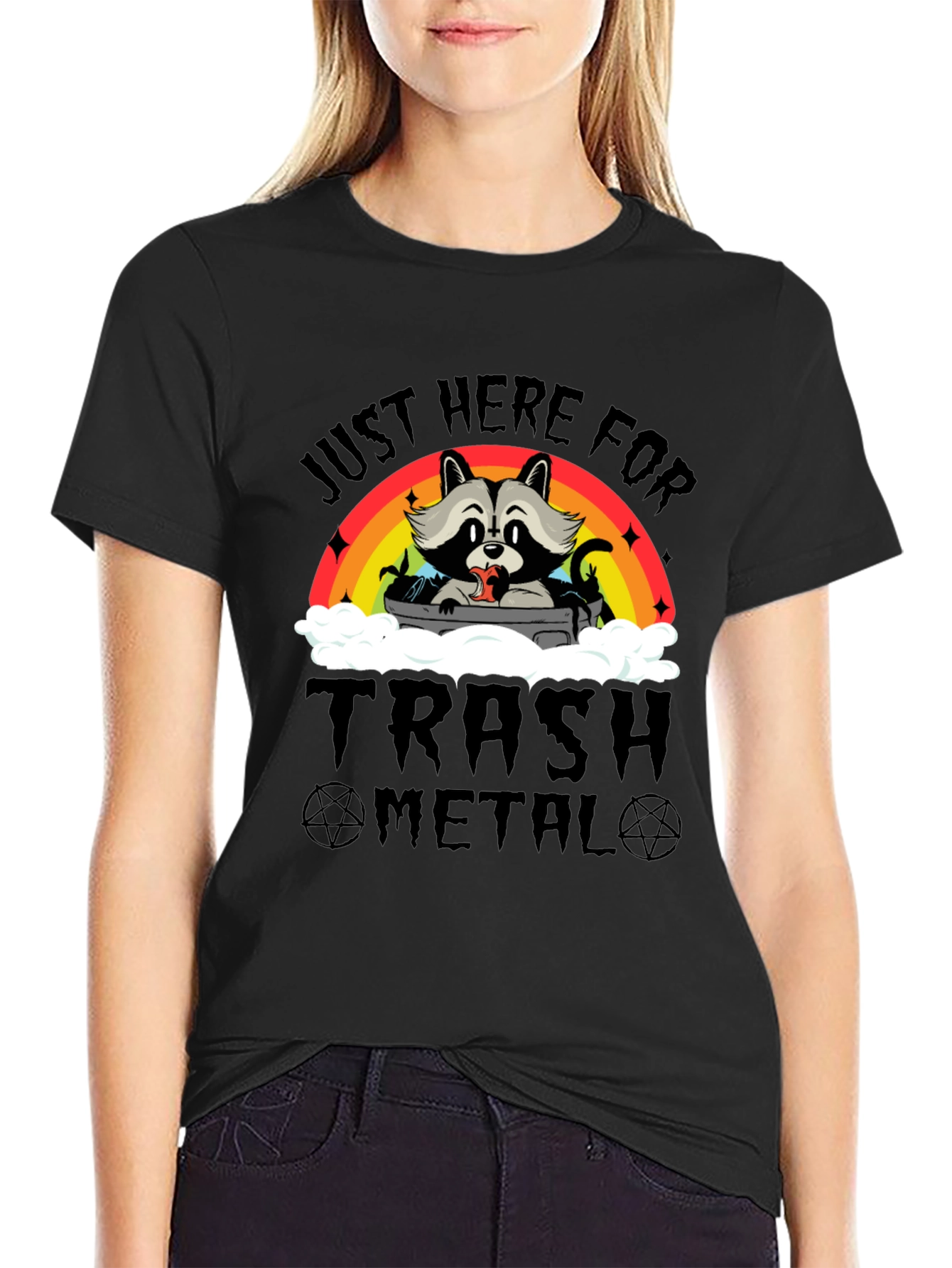 Trash Metal Raccoon Graphic T-Shirt