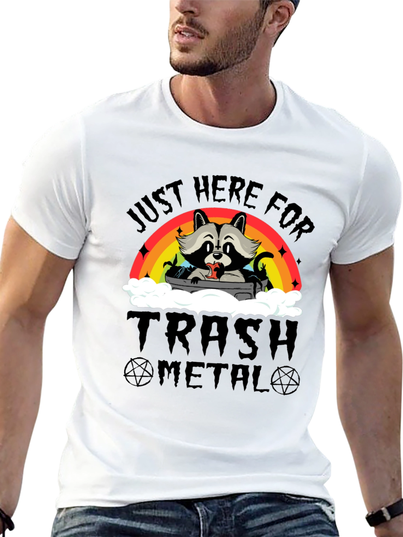 Trash Metal Raccoon Graphic T-Shirt
