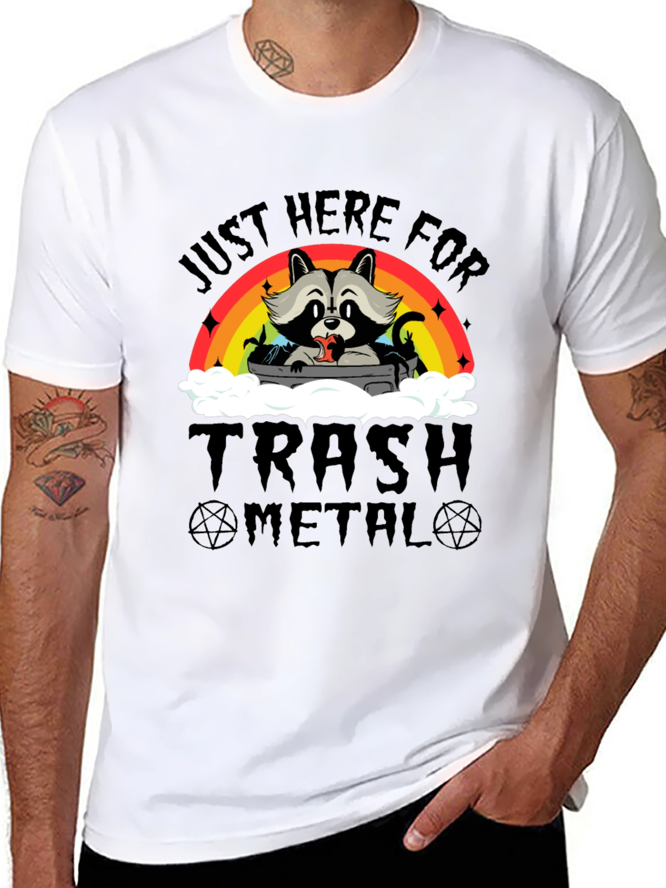 Trash Metal Raccoon Graphic T-Shirt