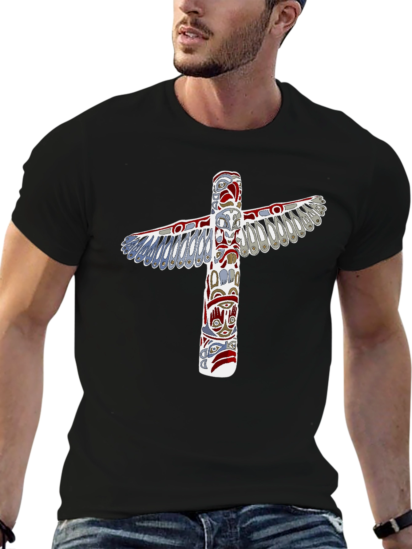 Totem Pole Graphic Tee - Unique Native American Design
