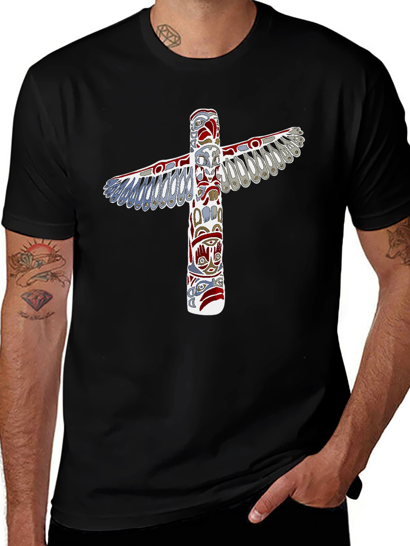 Totem Pole Graphic Tee - Unique Native American Design