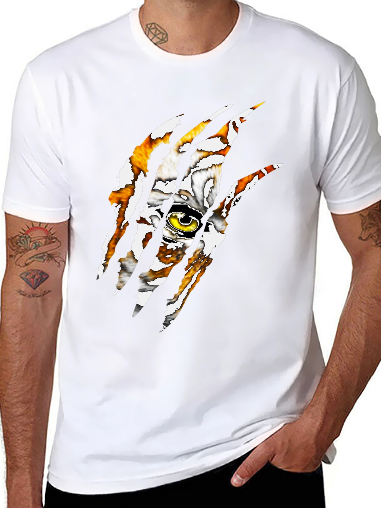 Tiger Eye Claw T-Shirt - Graphic Print