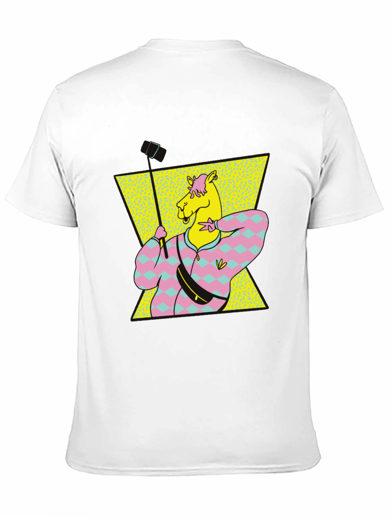 Retro Camel Selfie T-Shirt - Black Cotton Tee