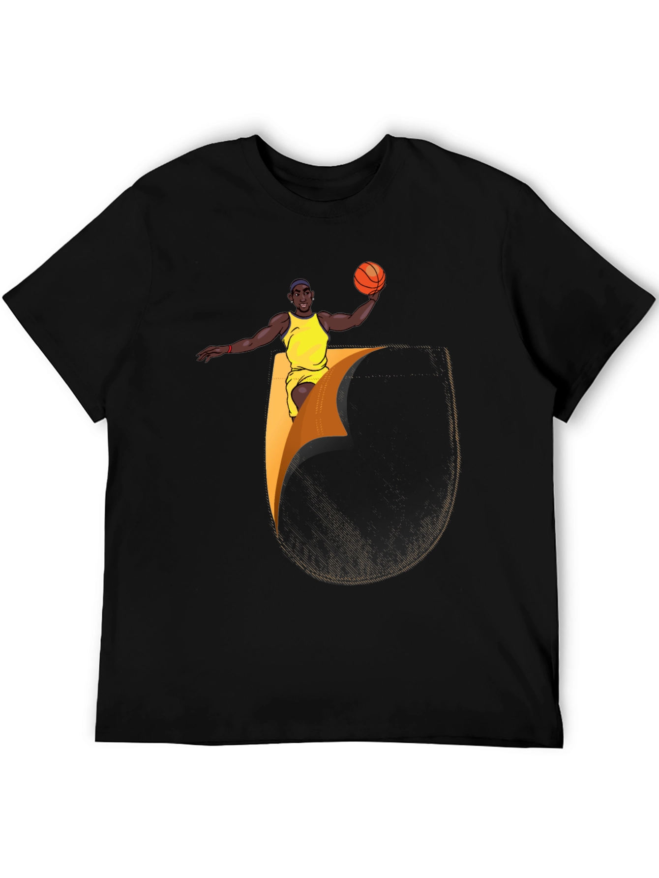 Basketball Player Graphic Tee - Black Cotton Blend