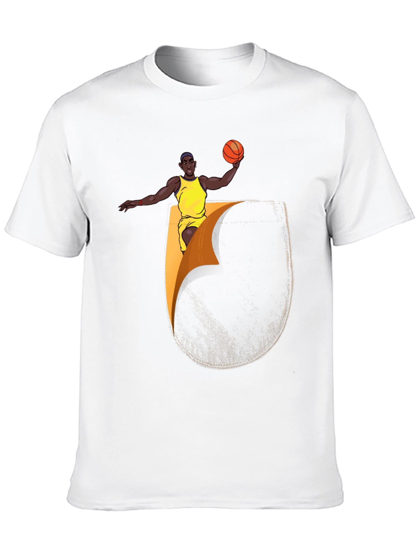 Basketball Player Graphic Tee - Black Cotton Blend