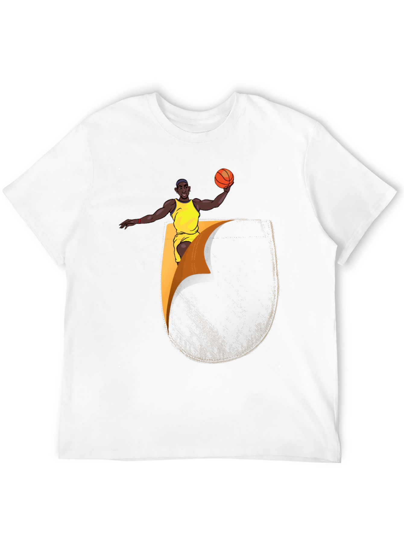 Basketball Player Graphic Tee - Black Cotton Blend