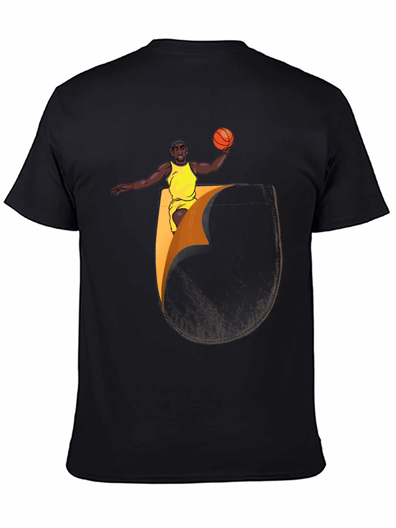 Basketball Player Graphic Tee - Black Cotton Blend