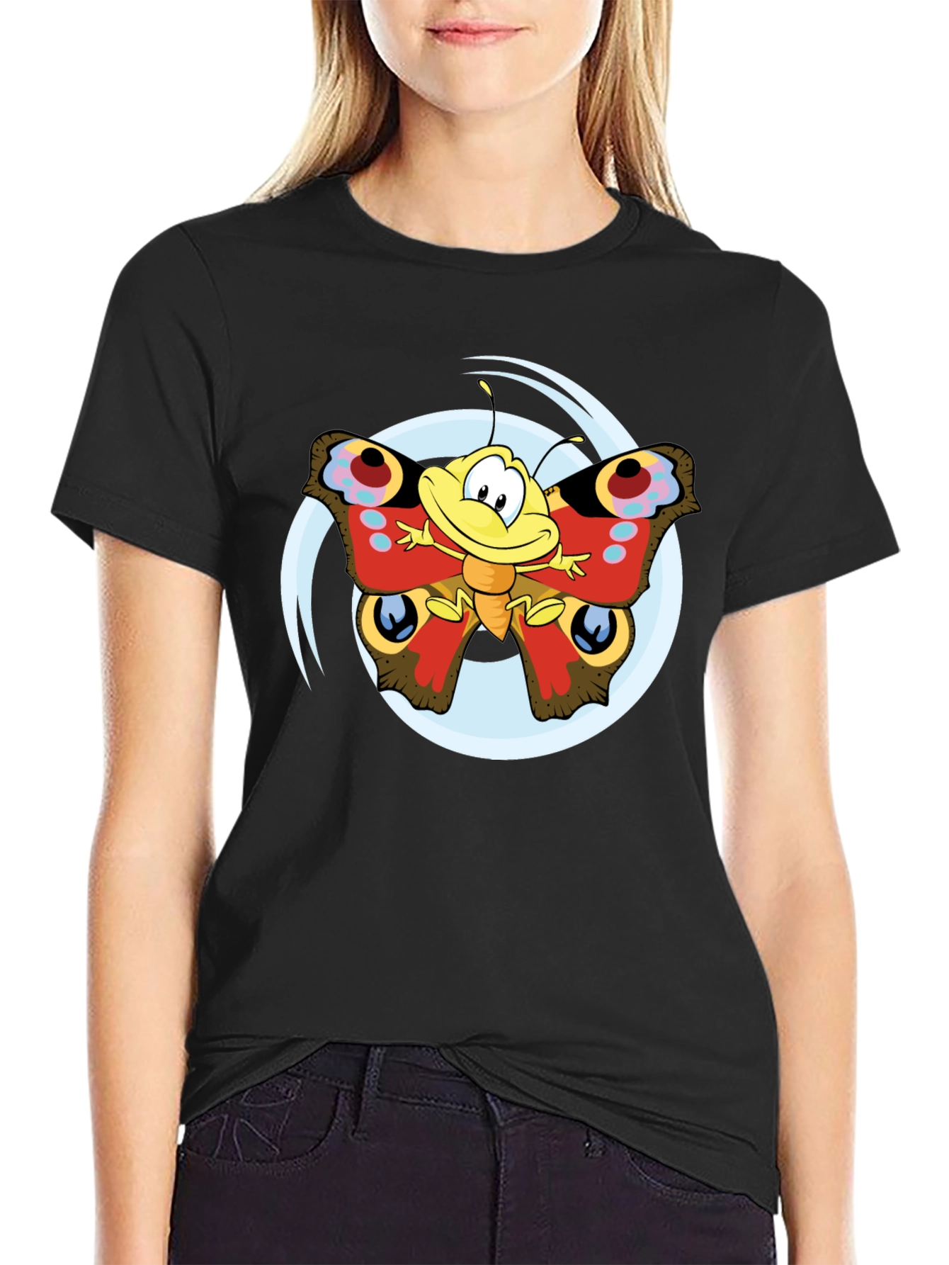 Cartoon Butterfly Graphic T-Shirt