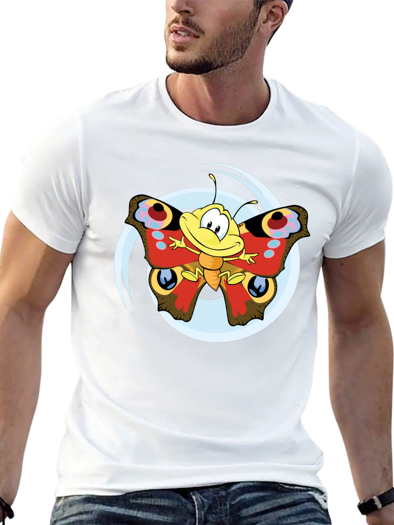 Cartoon Butterfly Graphic T-Shirt