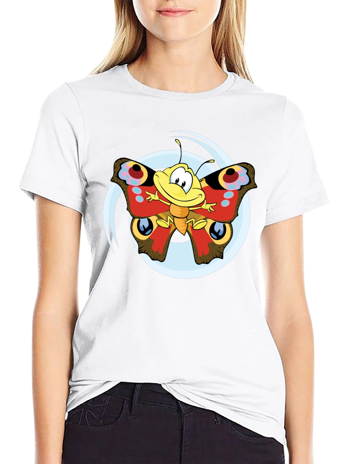 Cartoon Butterfly Graphic T-Shirt