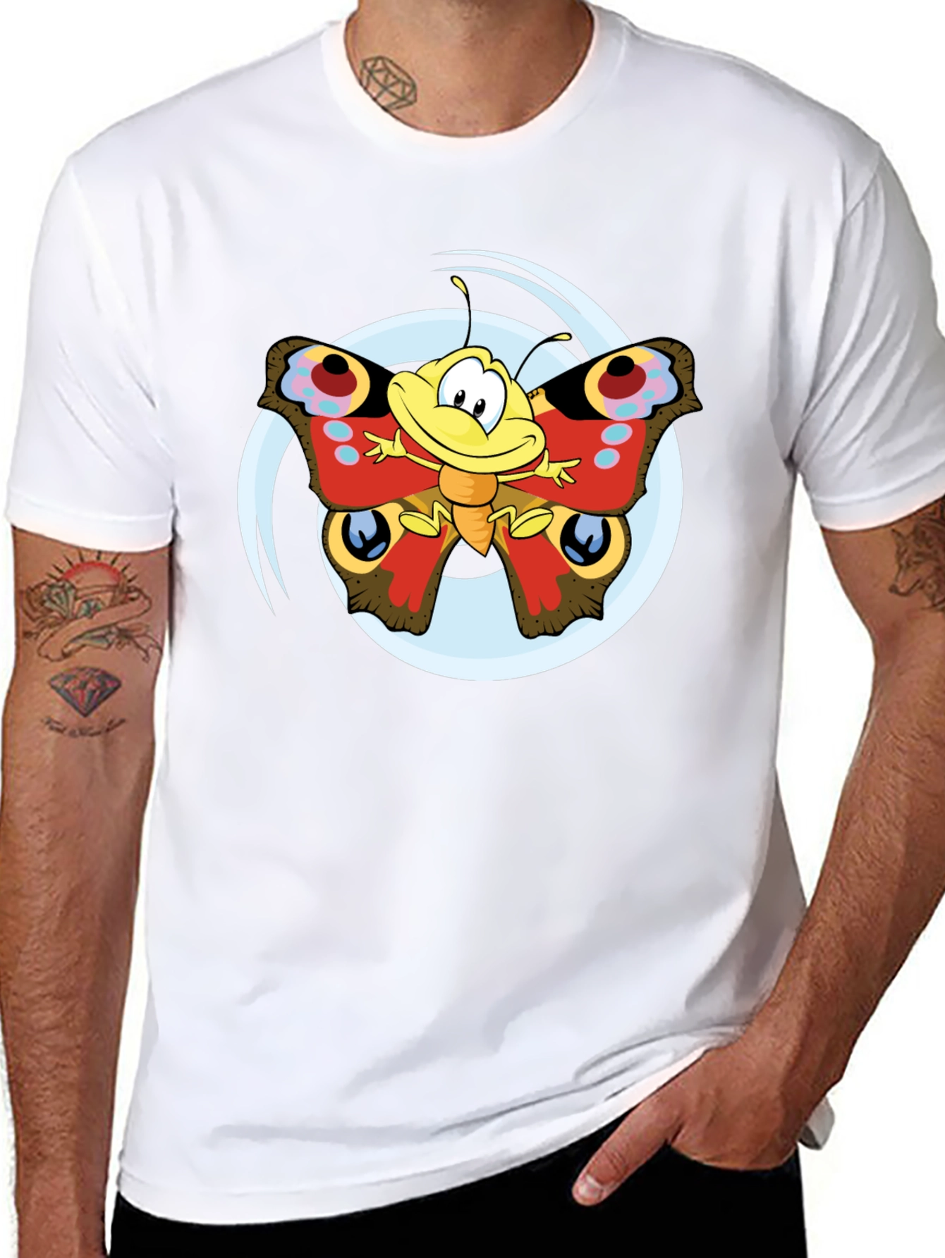 Cartoon Butterfly Graphic T-Shirt