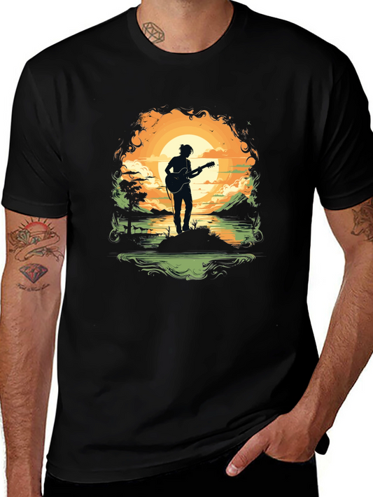 Silhouette Guitarist Sunset Tee