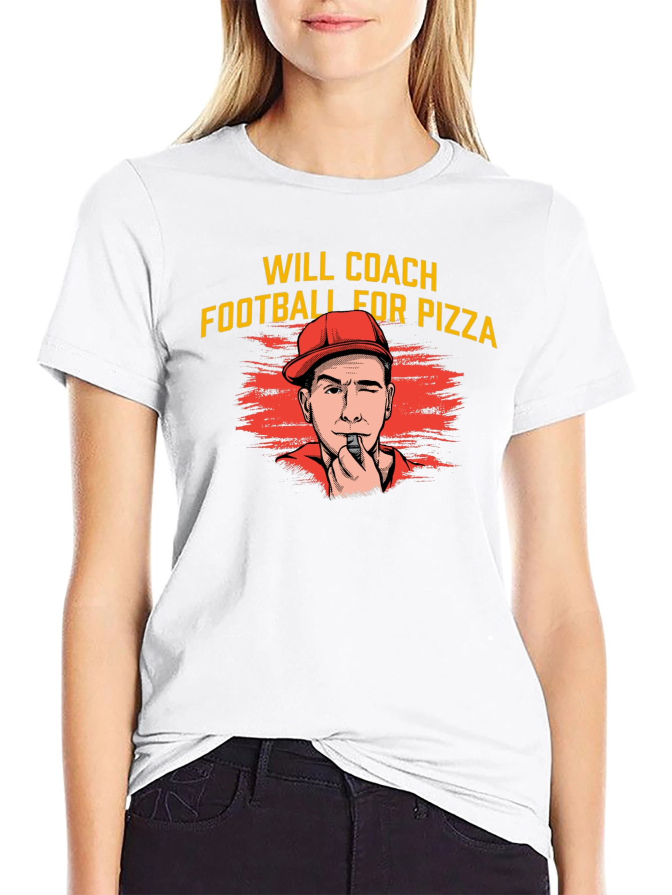 Will Coach Football for Pizza Graphic T-Shirt