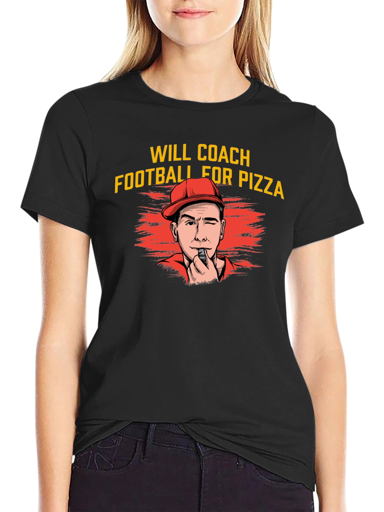 Will Coach Football for Pizza Graphic T-Shirt