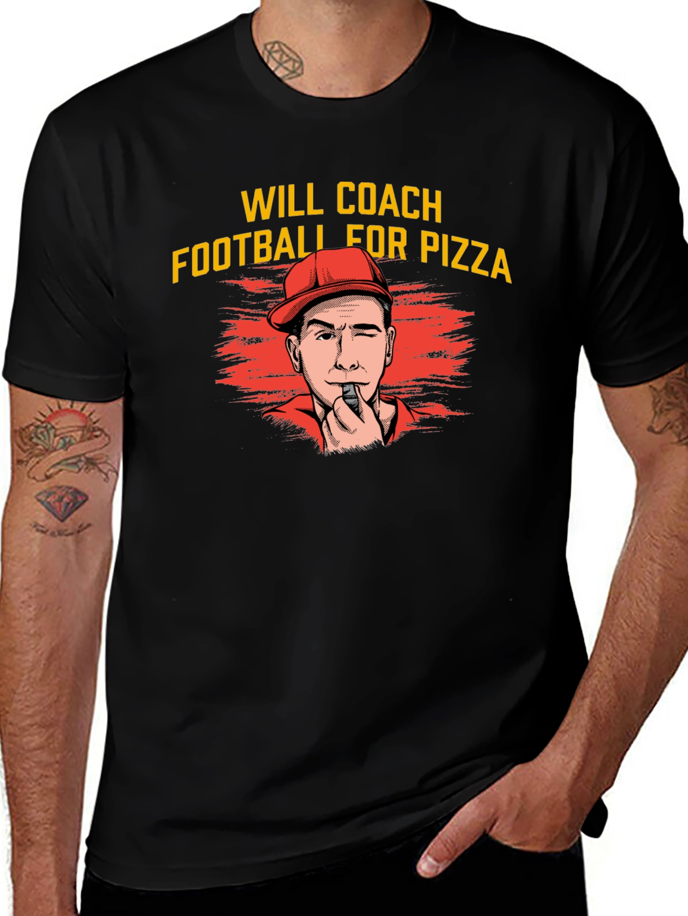 Will Coach Football for Pizza Graphic T-Shirt