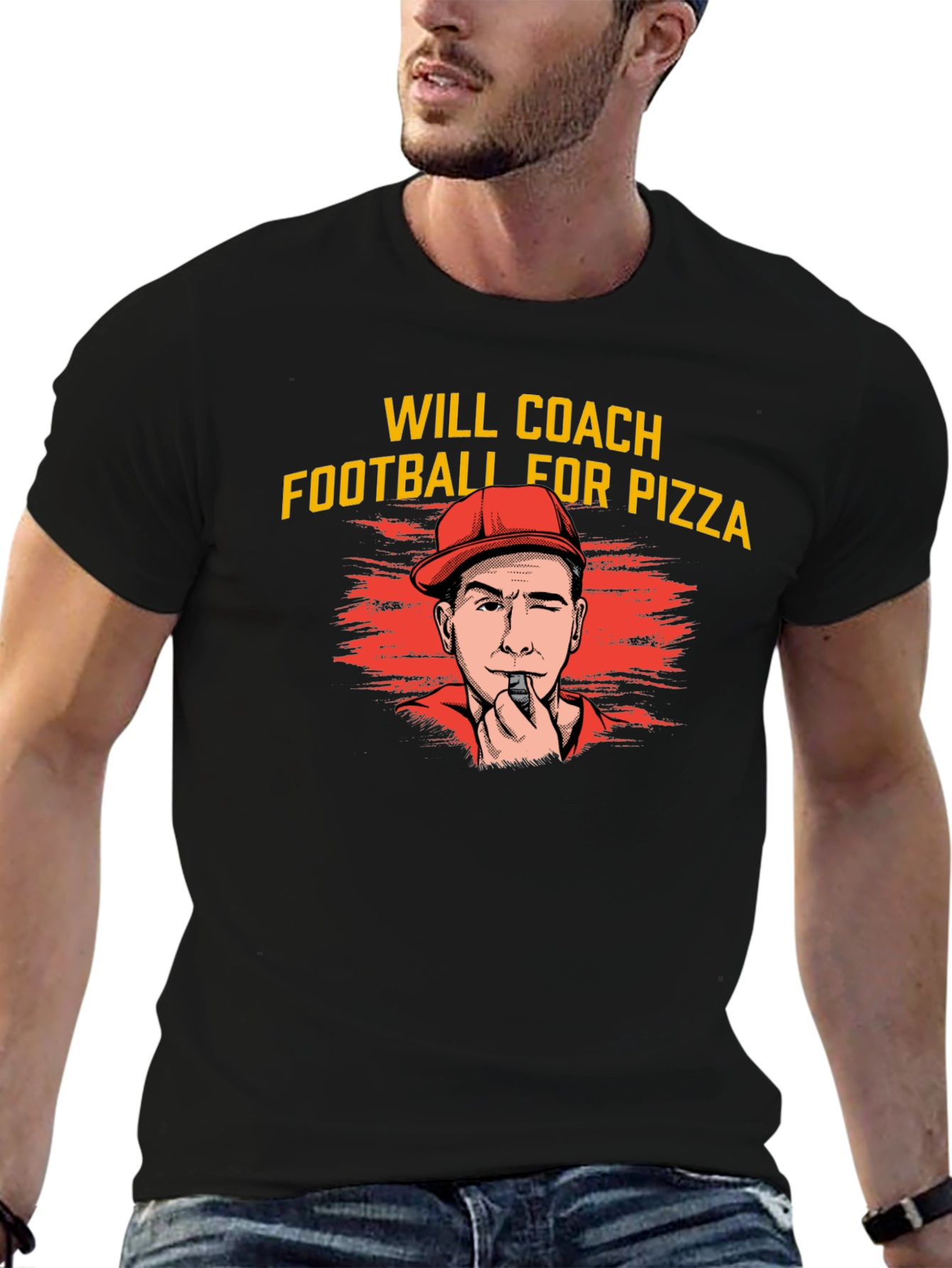 Will Coach Football for Pizza Graphic T-Shirt