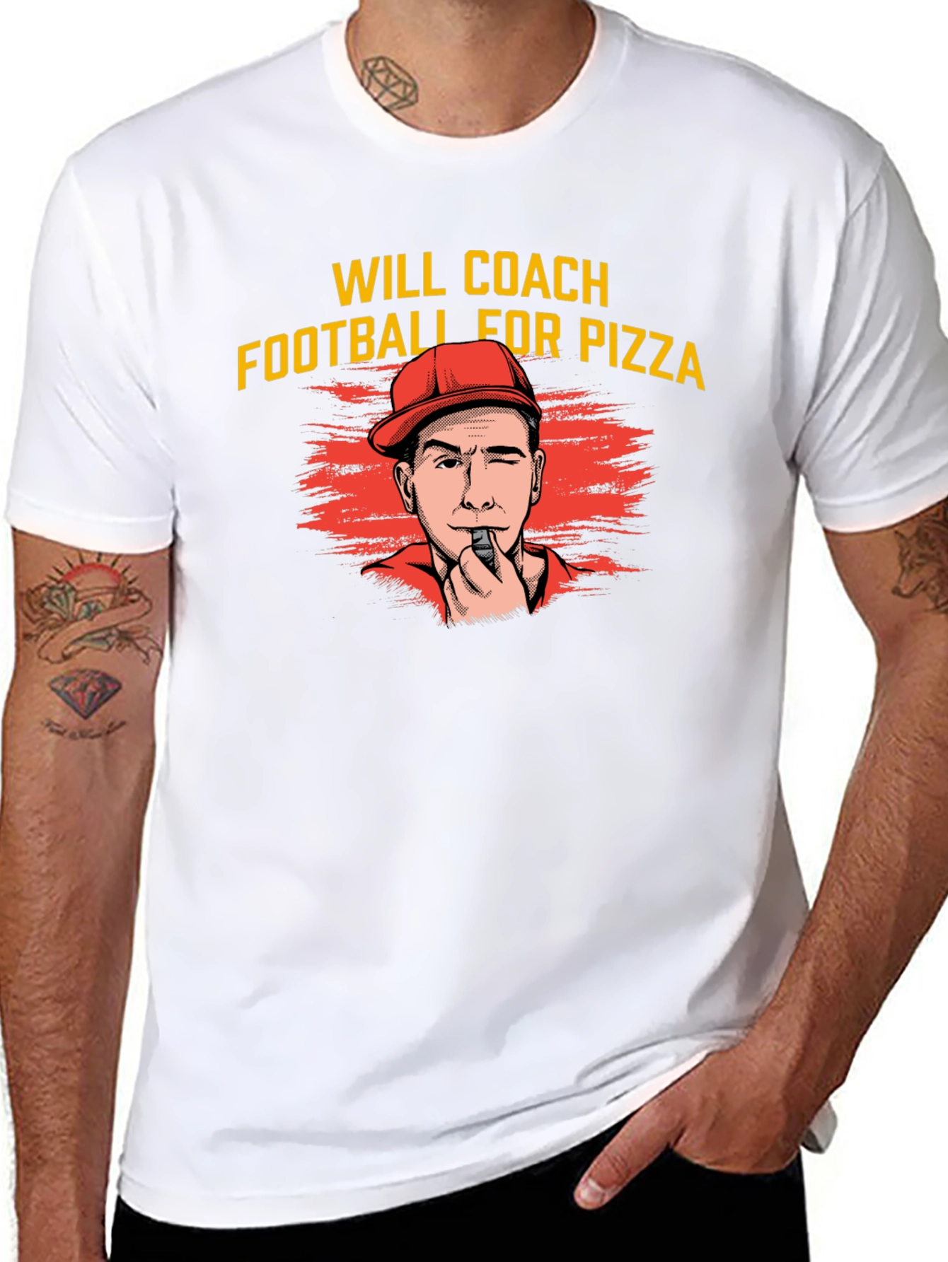 Will Coach Football for Pizza Graphic T-Shirt