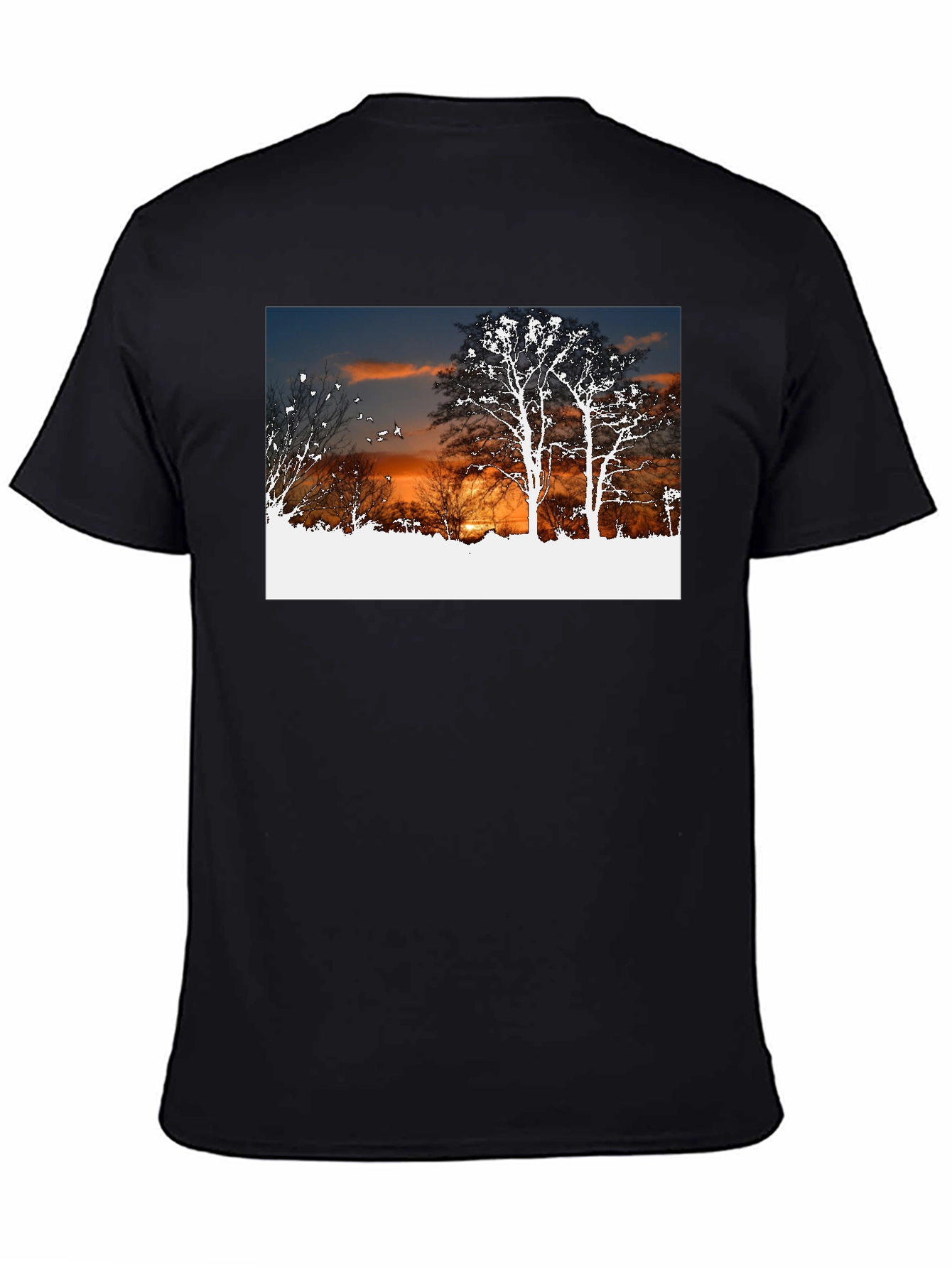 Sunset Trees Graphic Black T-Shirt