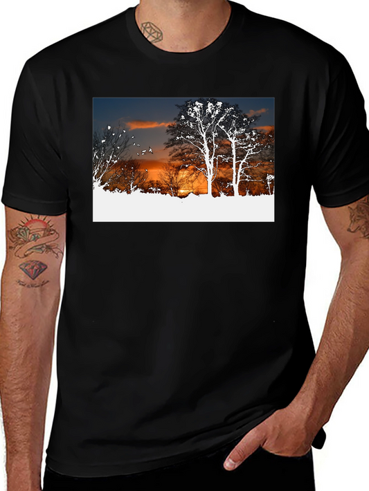Sunset Trees Graphic Black T-Shirt