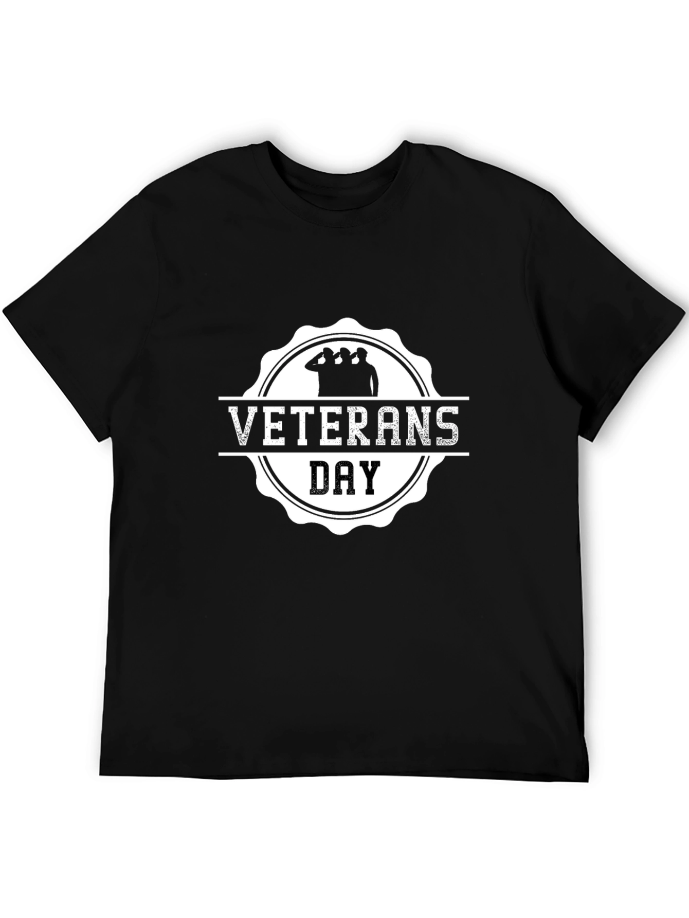 Veterans Day Graphic Print Black T-Shirt