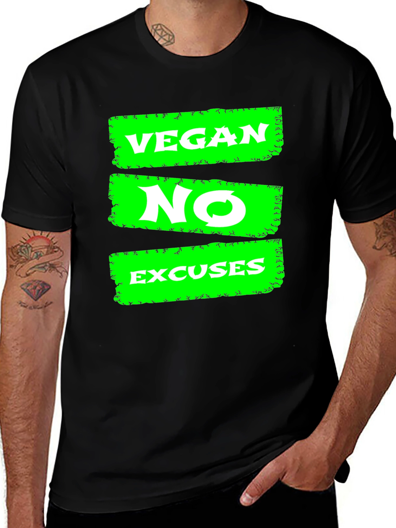 Vegan No Excuses Graphic Tee - Black