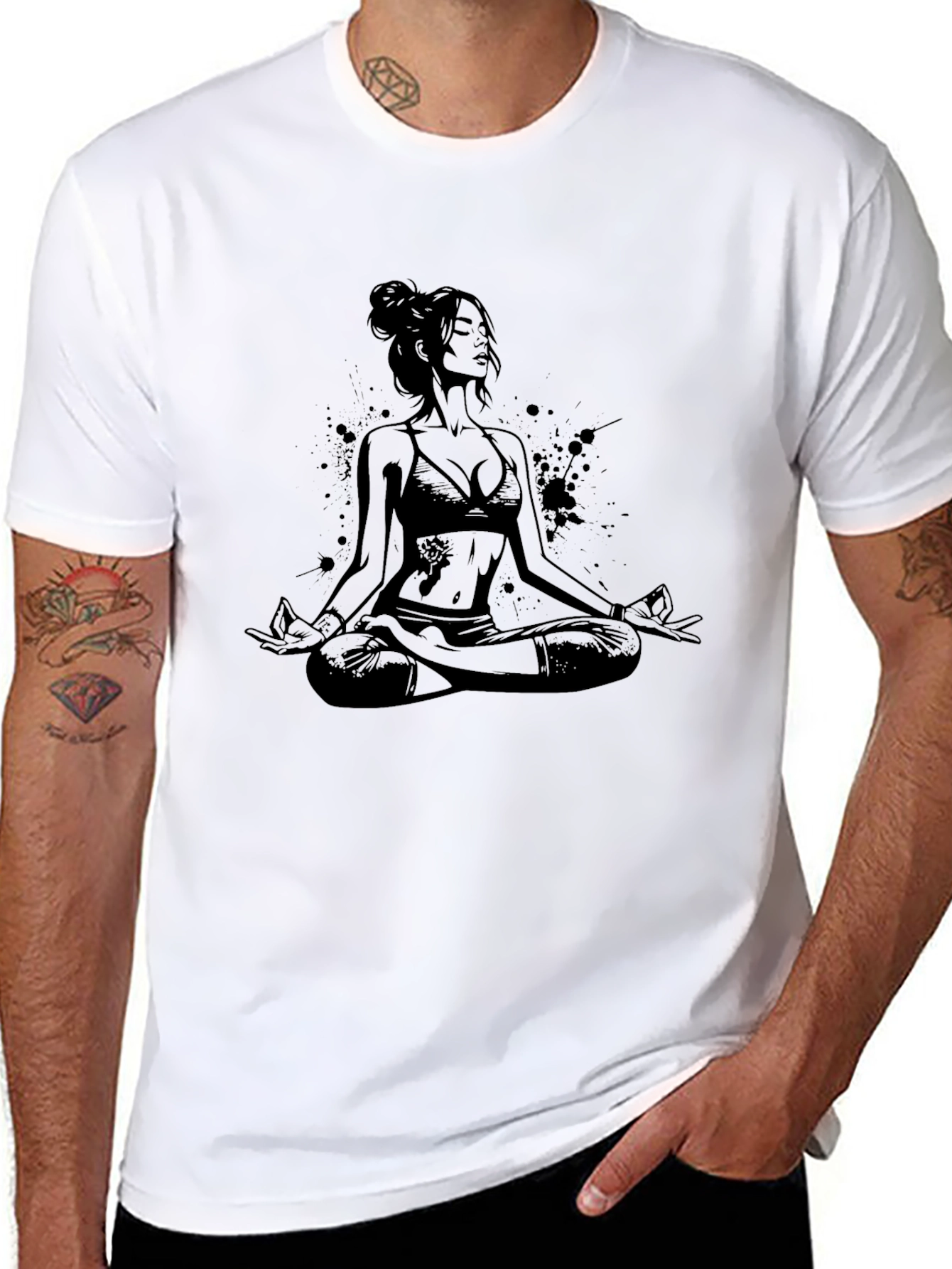Black Yoga Woman Graphic T-Shirt