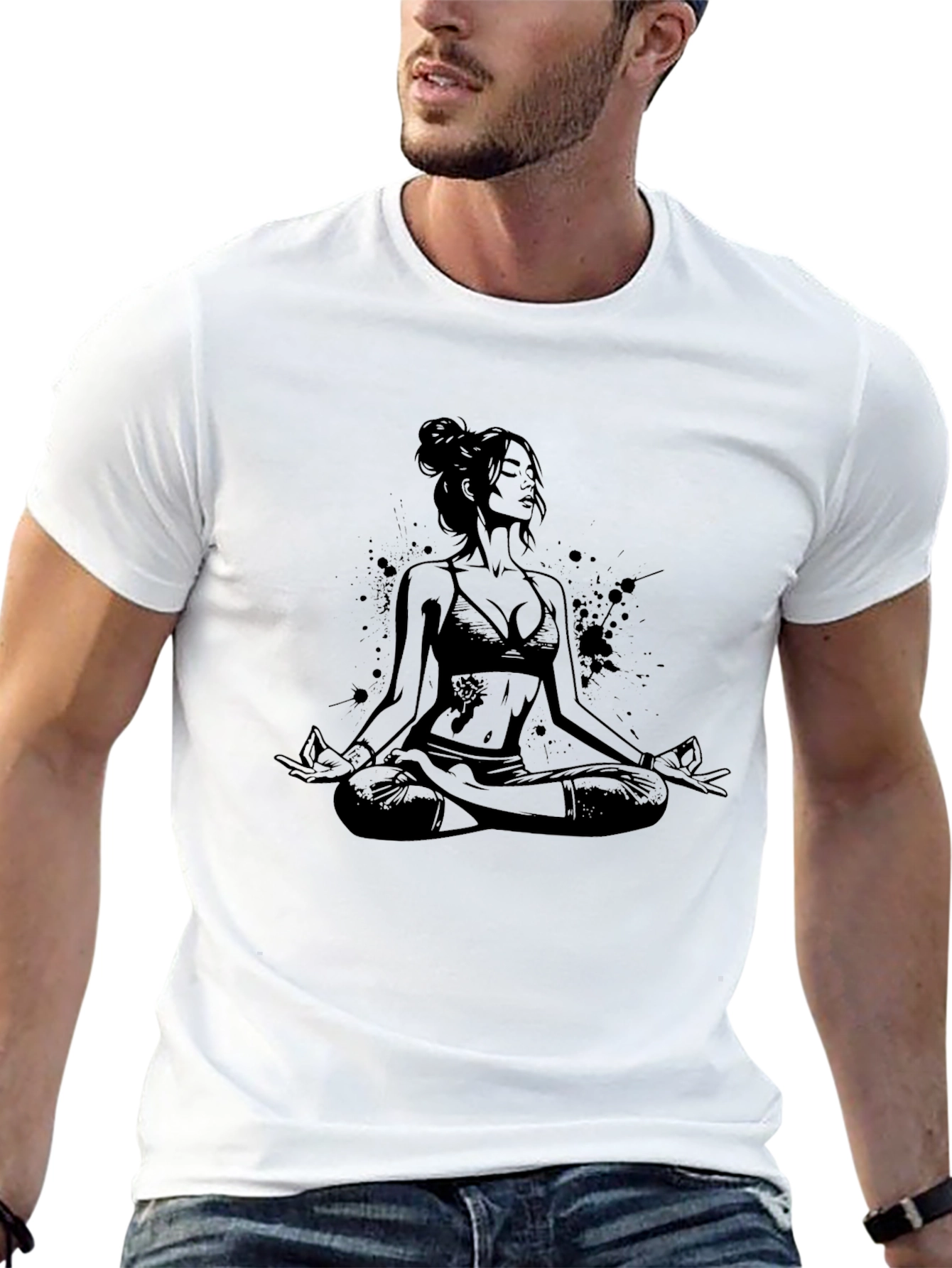 Black Yoga Woman Graphic T-Shirt