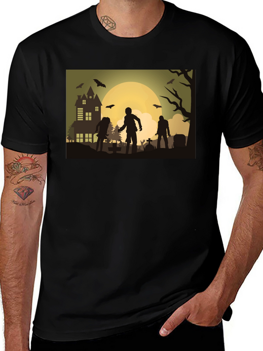 Zombie Moon Halloween Graphic Tee