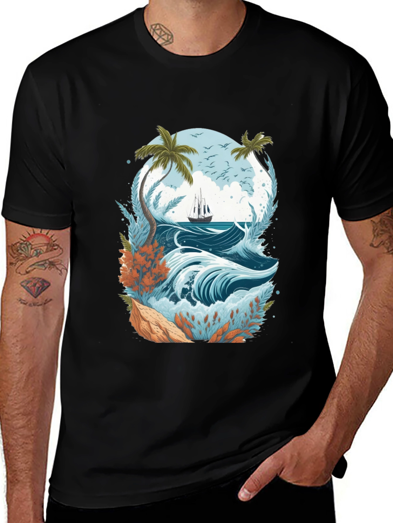 Tropical Sailboat Tee