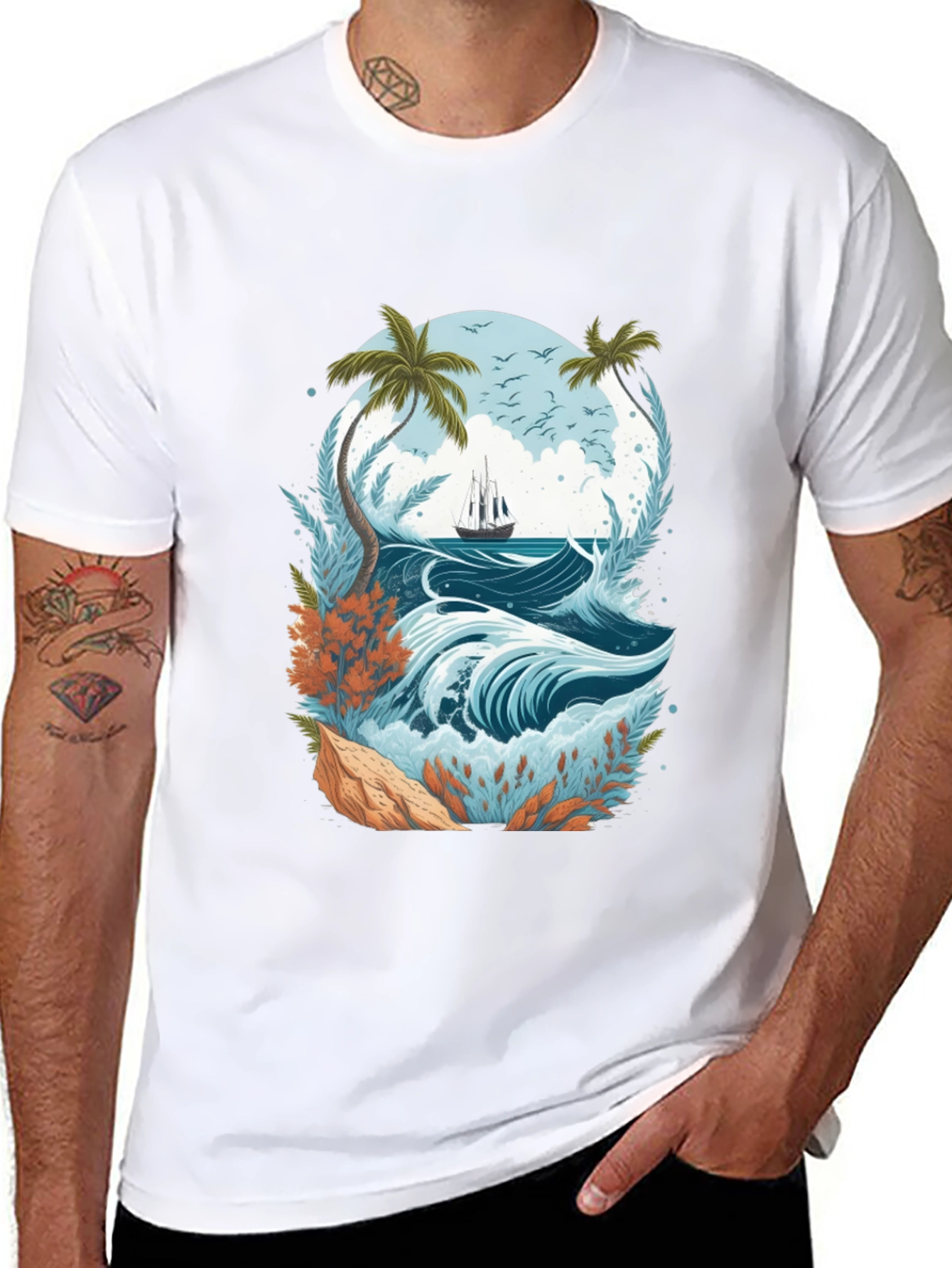 Tropical Sailboat Tee