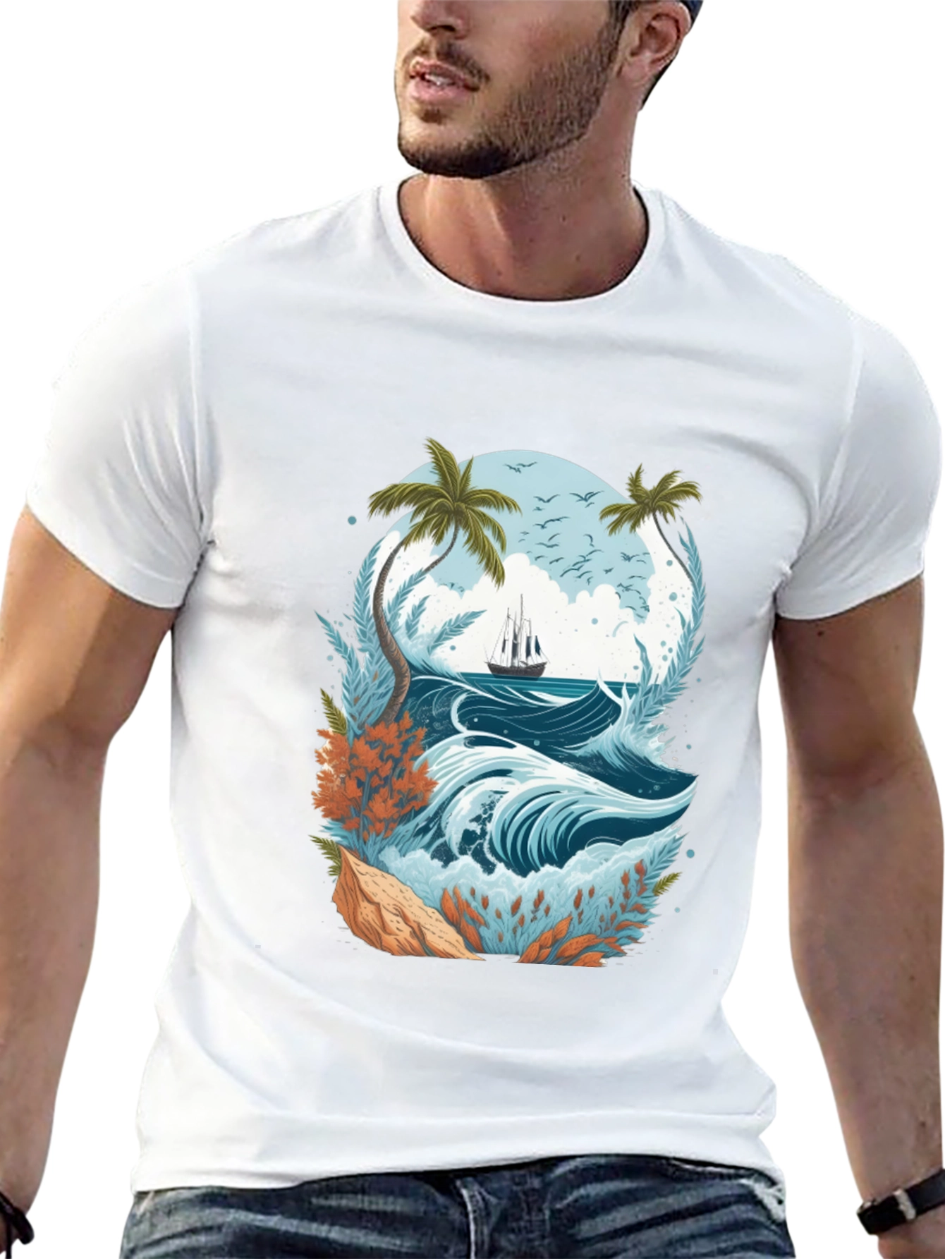 Tropical Sailboat Tee